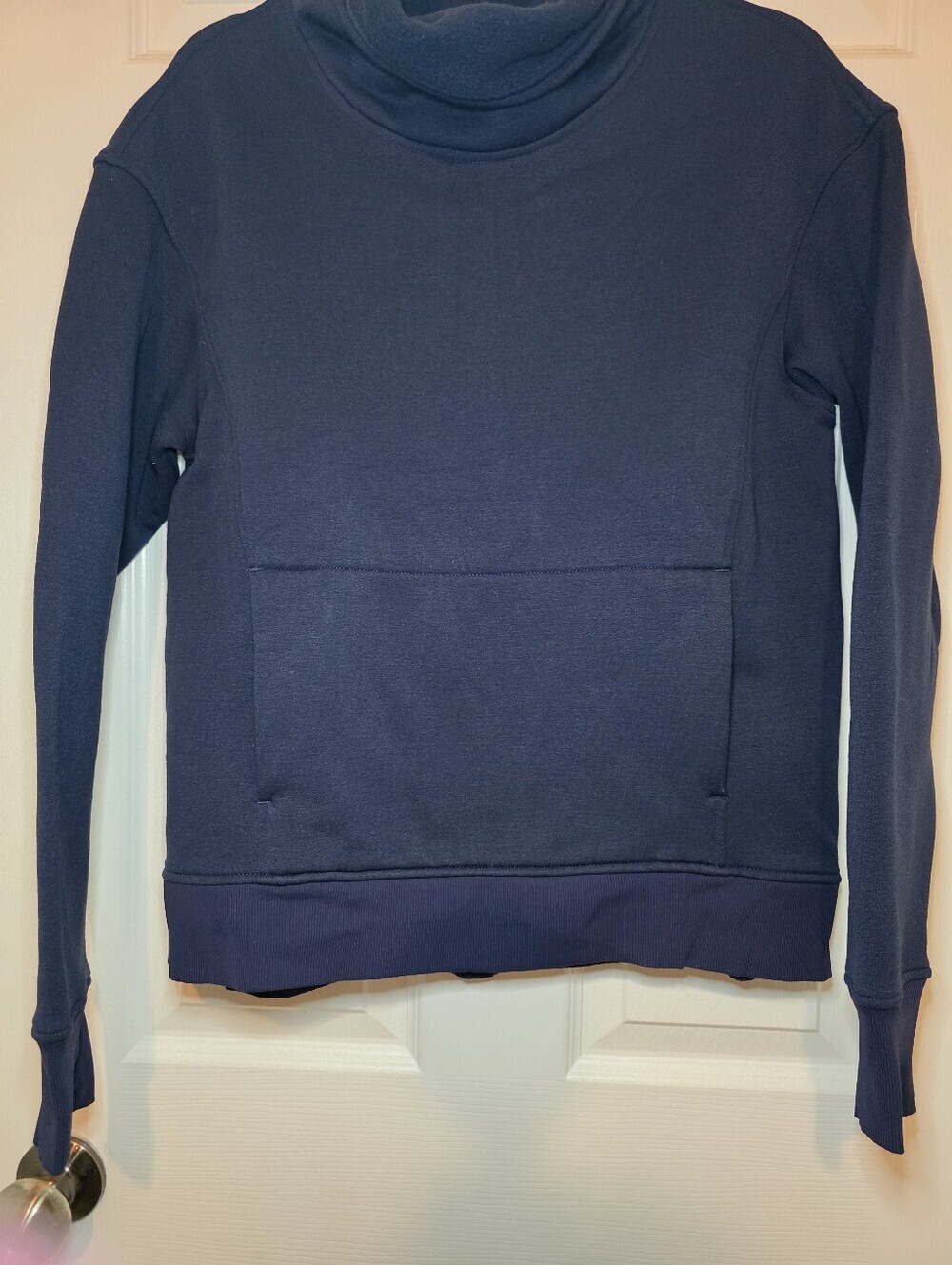 Lululemon Kick The Cold Funnel Neck Fleece Sweatshirt Inkwell Navy Blue Size 8 - Picture 4 of 15